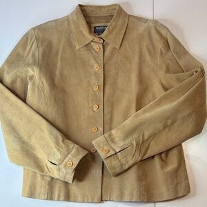 Garson Tan Suede Women's Jacket Button Down Closure Pointed Collar Pockets 2X